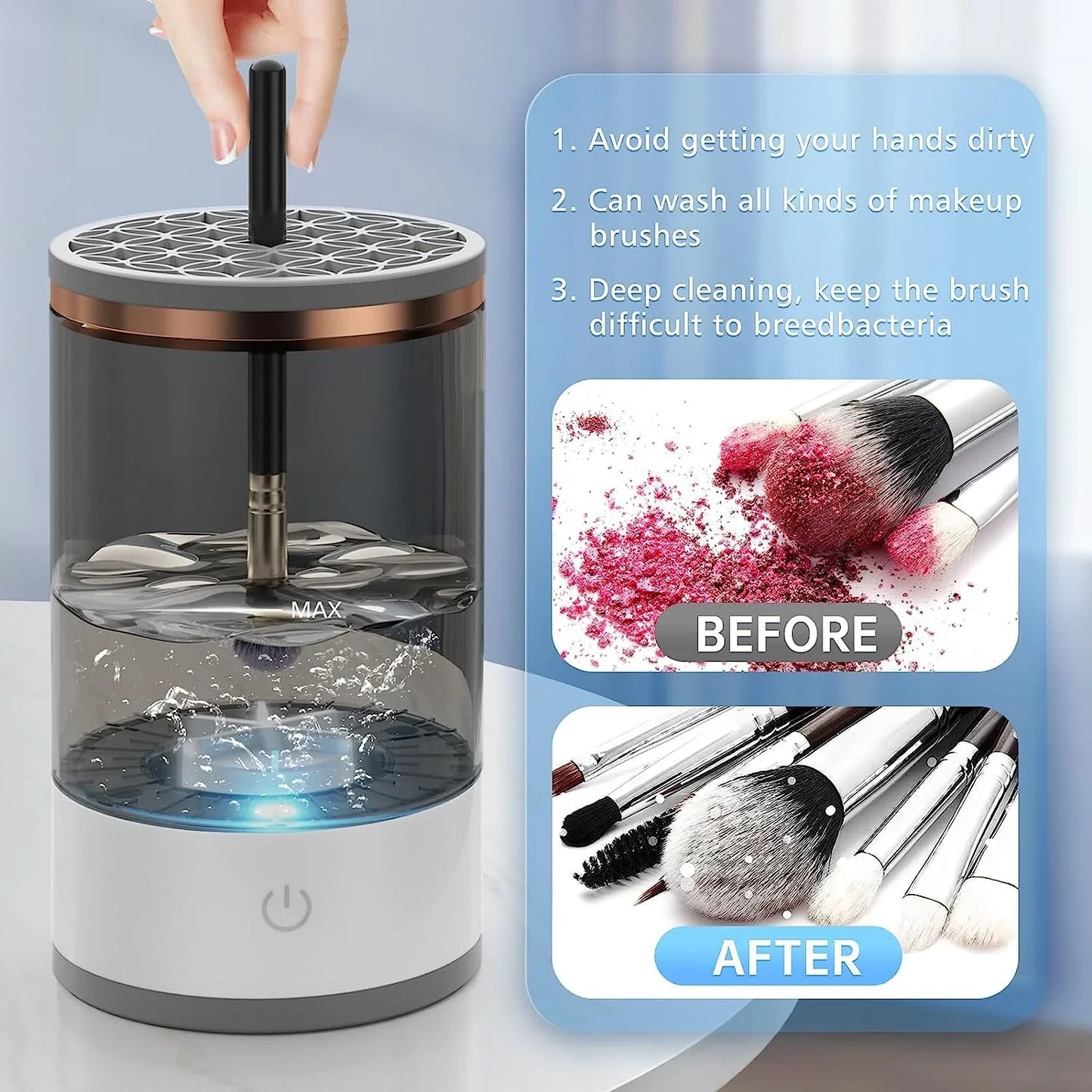 Electric Makeup Brush Cleaner Machine with Brush Mat