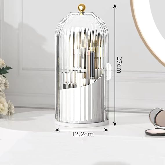 360° Rotating Makeup Brush Holder With Lid Luxury Cosmetic Organizer